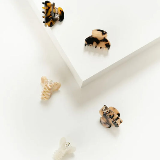 Lili - Mini Marmer Haarspeld - Donker Beige