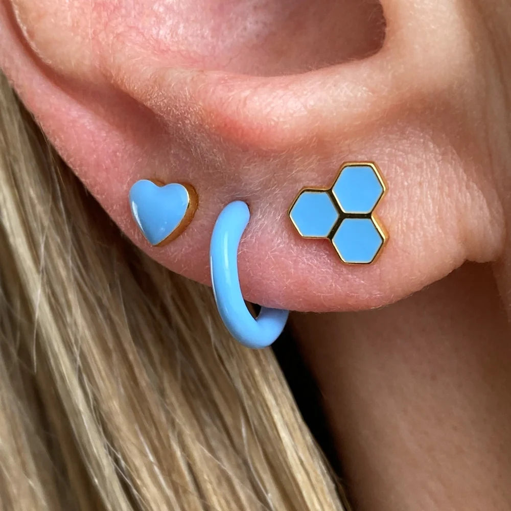 Color Hoop - 1 Pcs - Enamel/Light Blue