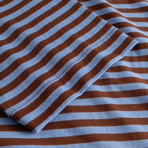T-shirt Vadstena - Stripes cappuccino brown/cornflower blue