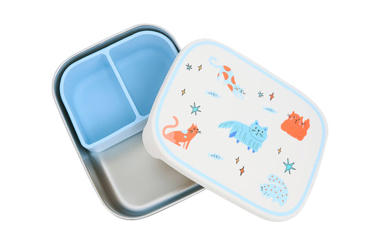 STAINLESS STEEL LUNCHBOX with compartments Meowtiful Cats