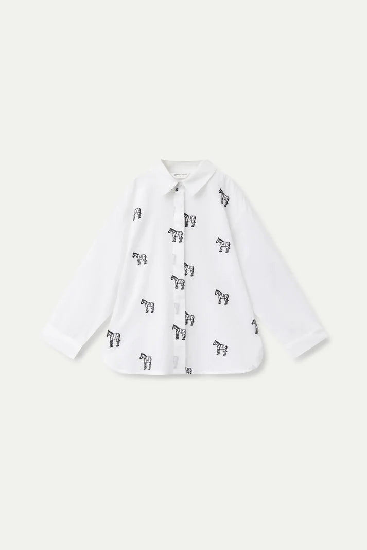 OUTLETCamisa de niña cebras bordadas blanca - 41421