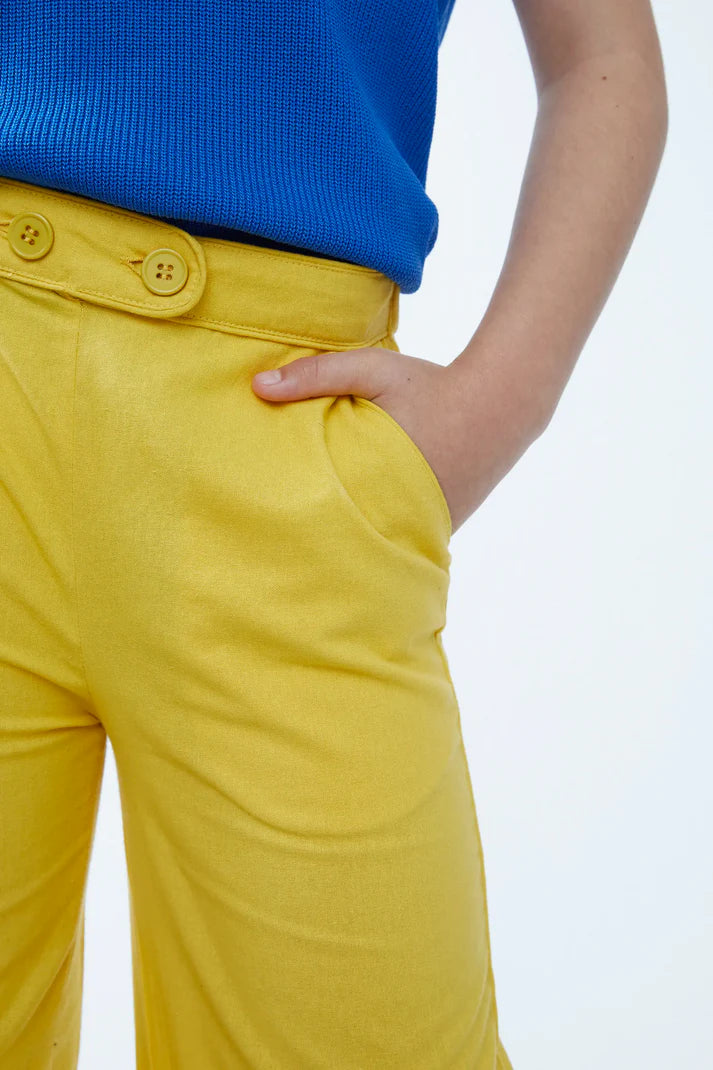 NOOS - Pantalón de niña recto botones amarillo - 43408