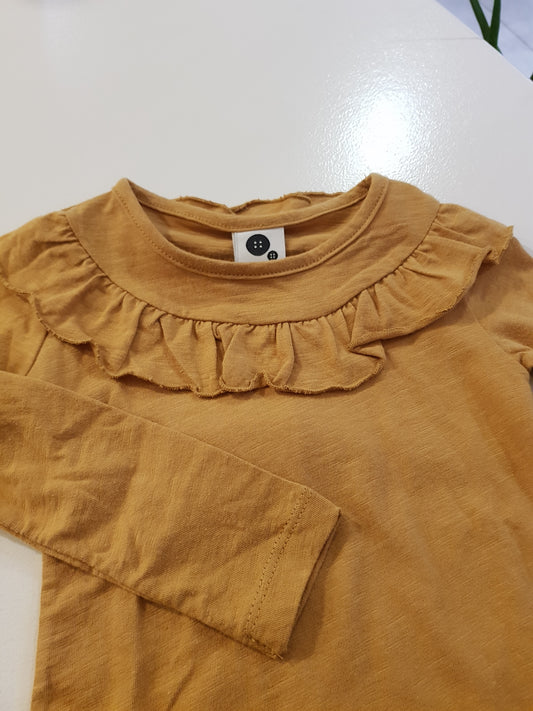 OUTLET - Tee w. Ruffle - Mustard