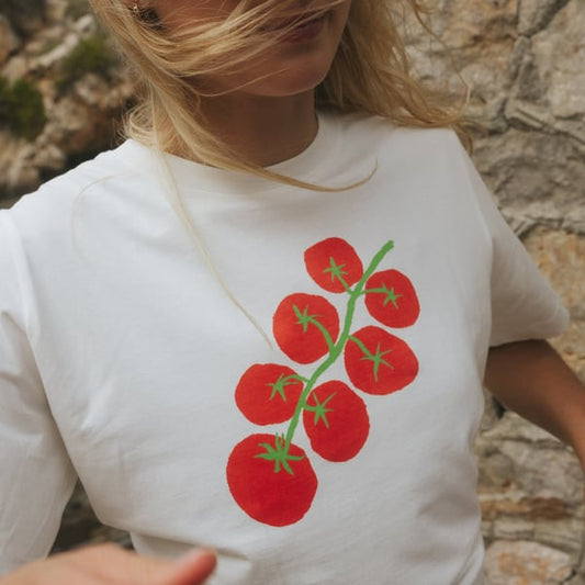 T-shirt Vadstena - Tomato Off-white