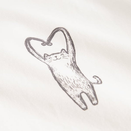 T-shirt Vadstena - Heart Cat Off-White