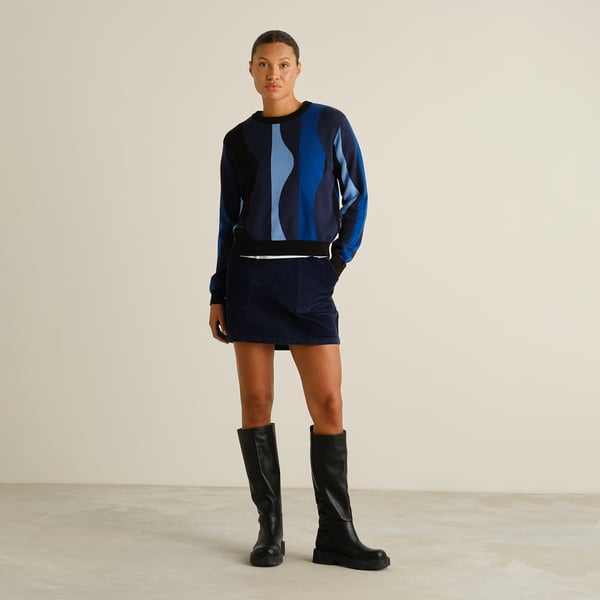 Sweater Arendal - Wavy stripe blue