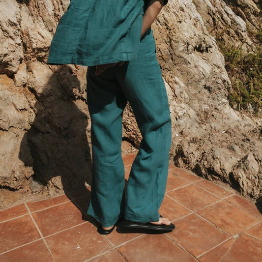 Pants Vickleby Linen Mediterranea Green