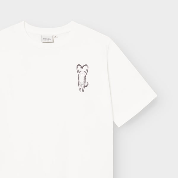 T-shirt Vadstena  - Heart Cat Off-White