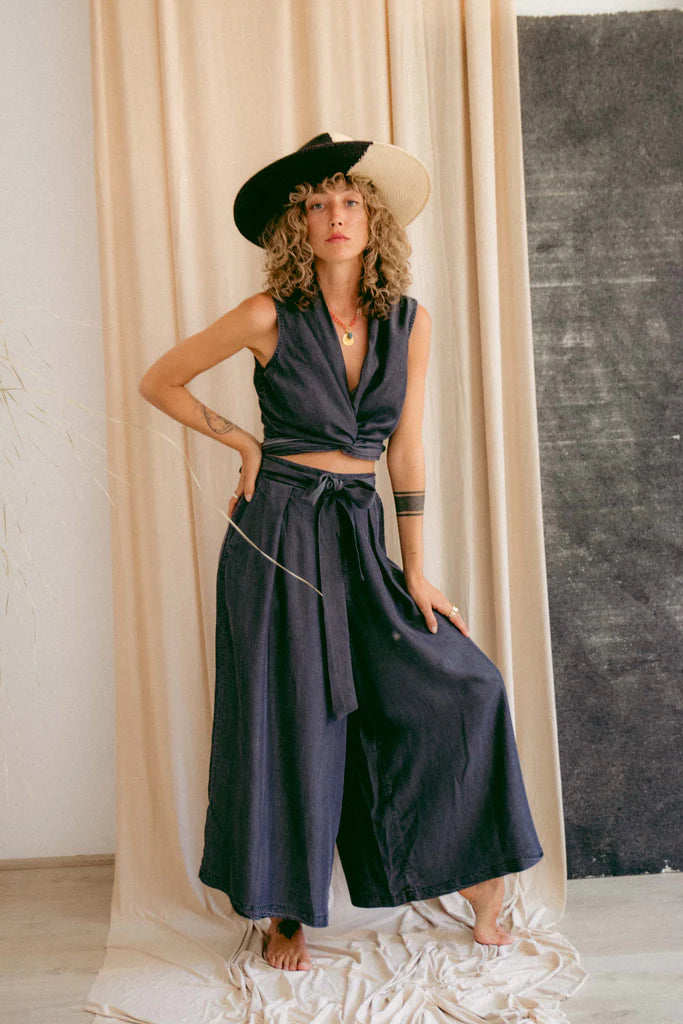 Sleeveless Top - Black Denim