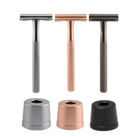 Safety Razor Scheermes + Houder + Mesjes - Rosé Goud